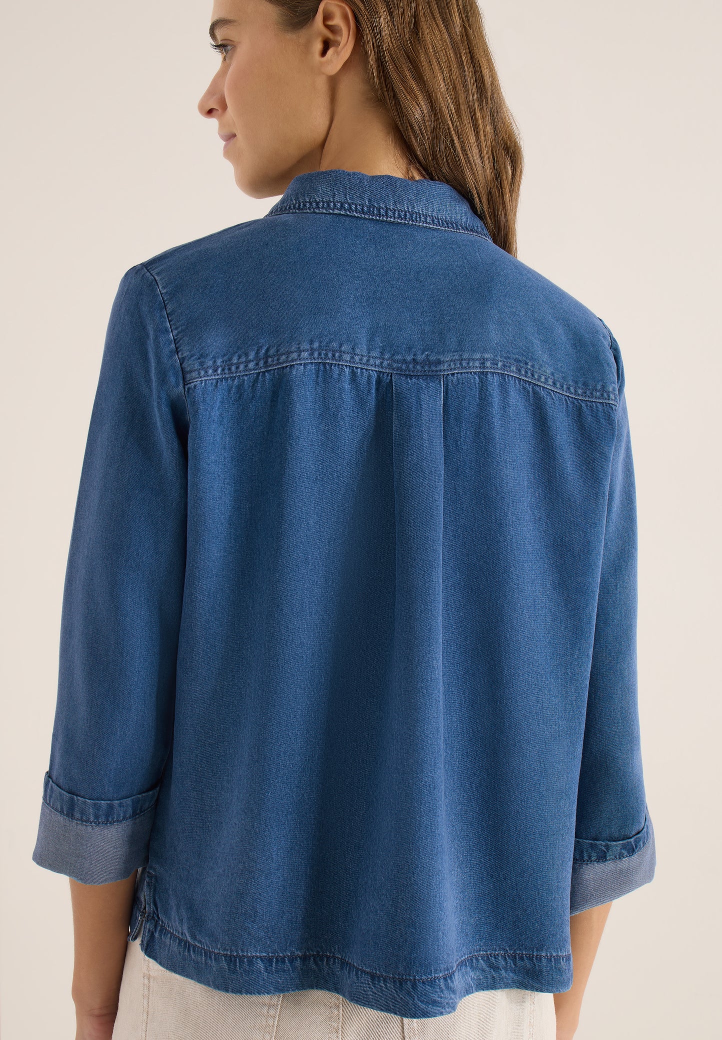 CECIL - Denim-Look Bluse - Farbe: mid blue wash