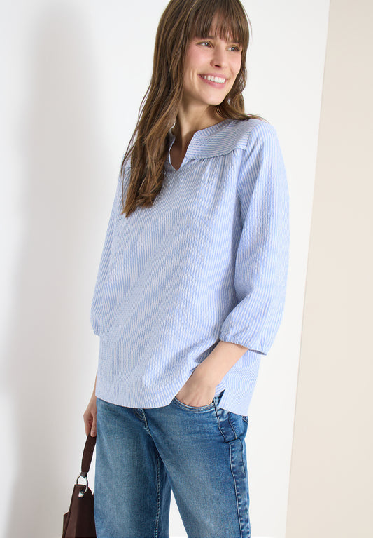 CECIL - 3/4-Arm Bluse in Seersucker Qualität - Farbe: blouse blue