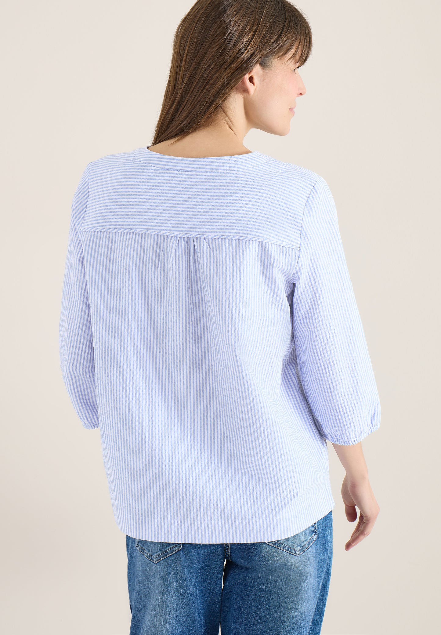 CECIL - 3/4-Arm Bluse in Seersucker Qualität - Farbe: blouse blue