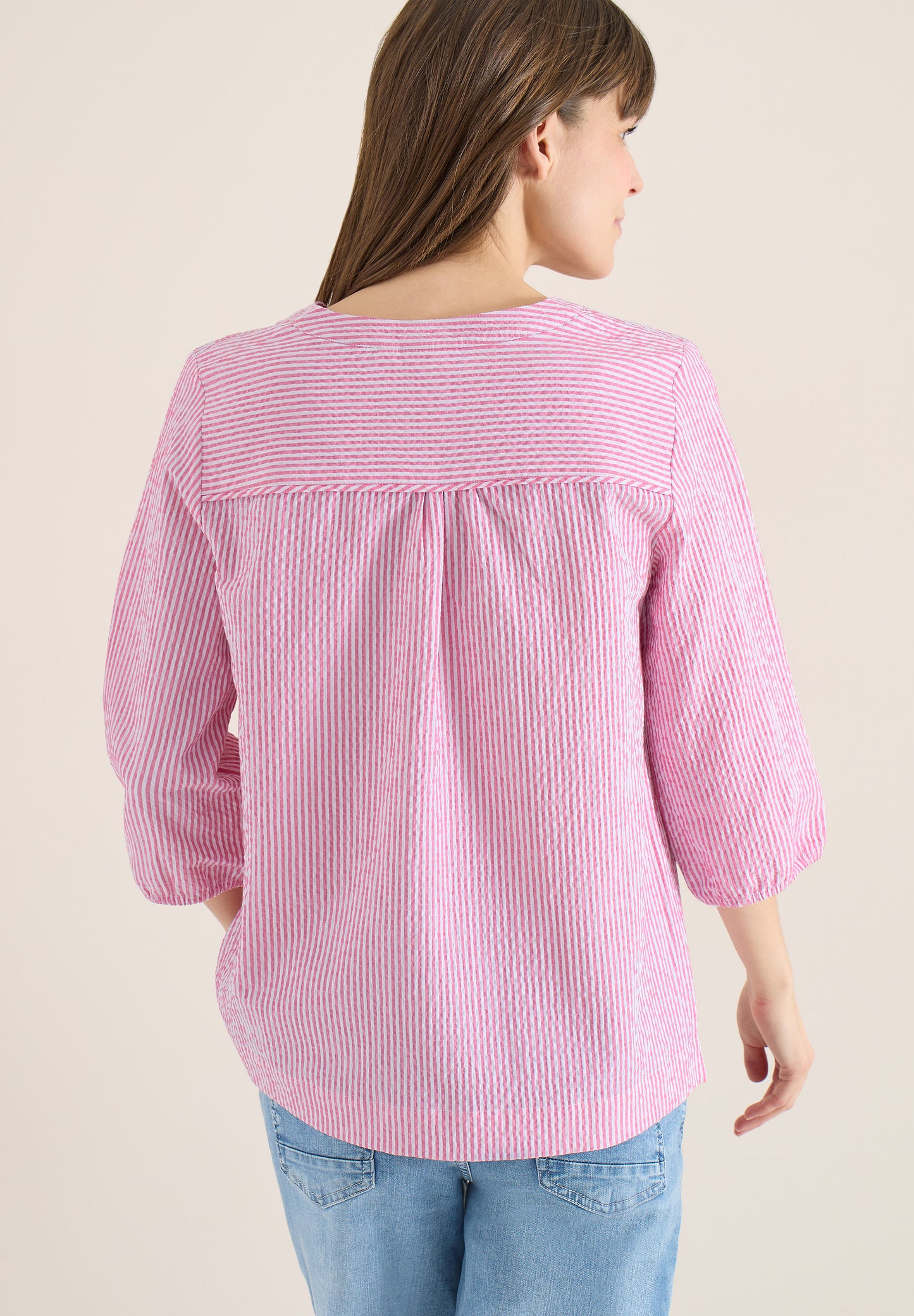 CECIL - 3/4-Arm Bluse in Seersucker Qualität - Farbe: beetroot pink