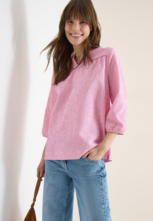 CECIL - 3/4-Arm Bluse in Seersucker Qualität - Farbe: beetroot pink