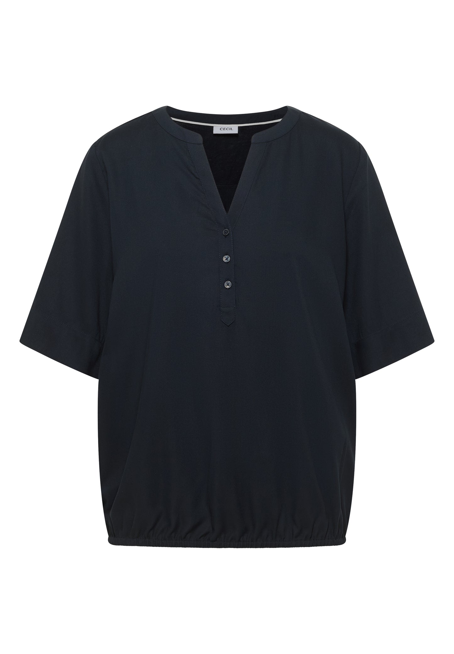 CECIL - Kurzarm Bluse mit Split Neck - Farbe: universal blue
