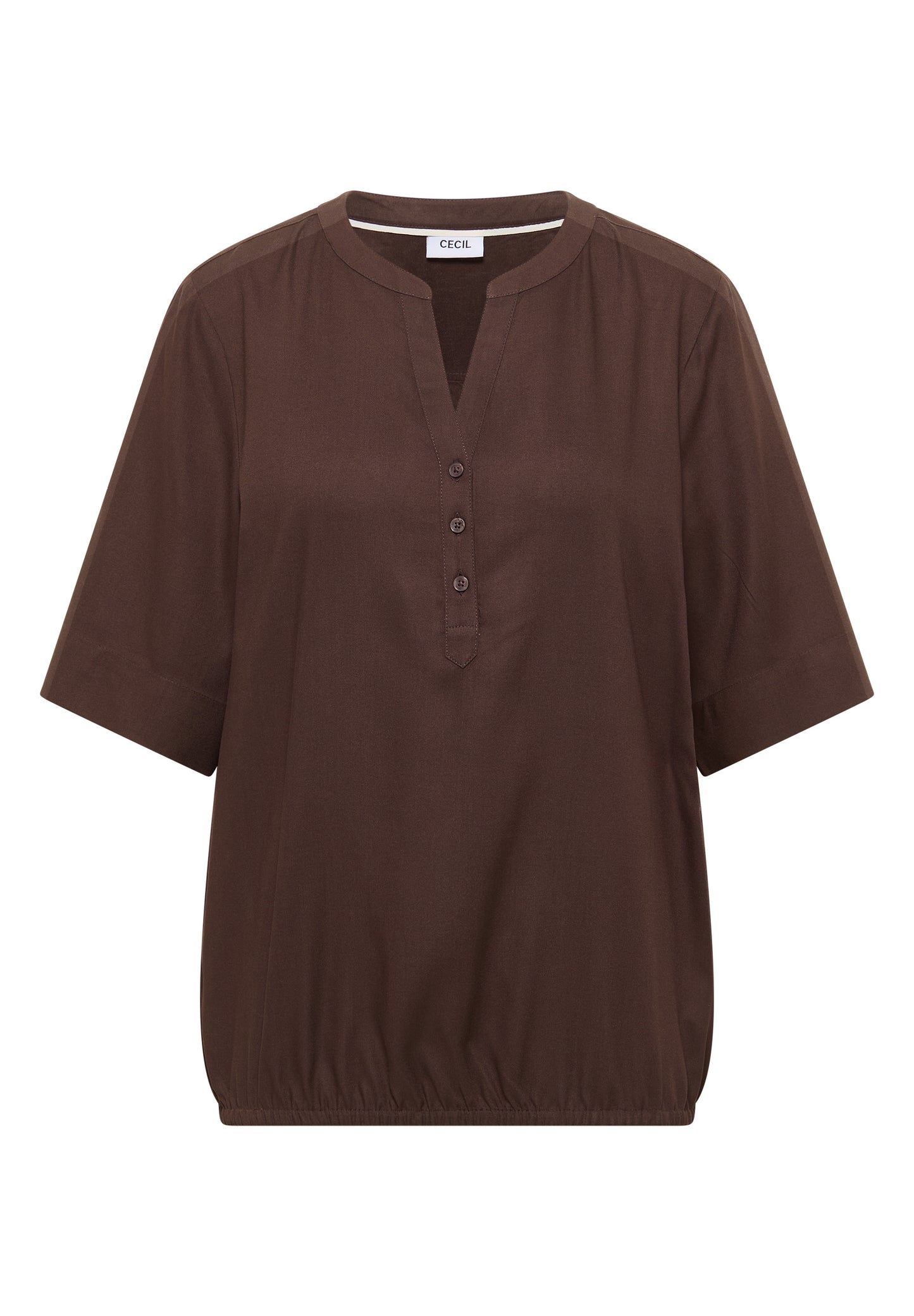 CECIL - Kurzarm Bluse mit Split Neck - Farbe: macchiato brown