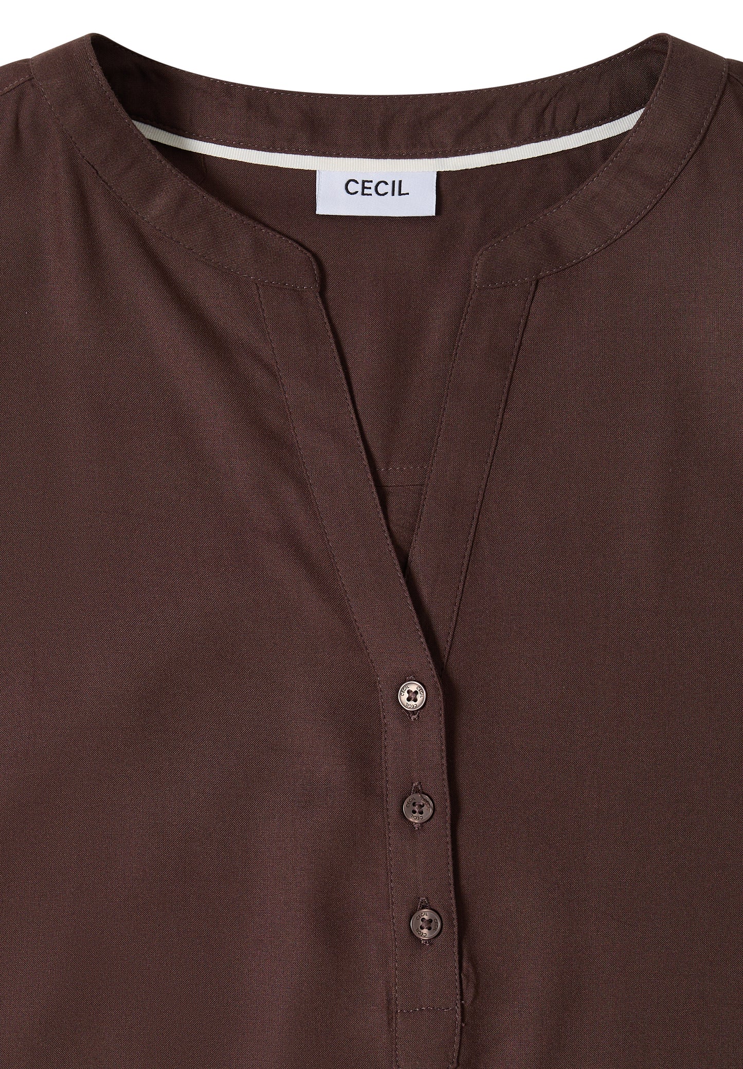 CECIL - Kurzarm Bluse mit Split Neck - Farbe: macchiato brown