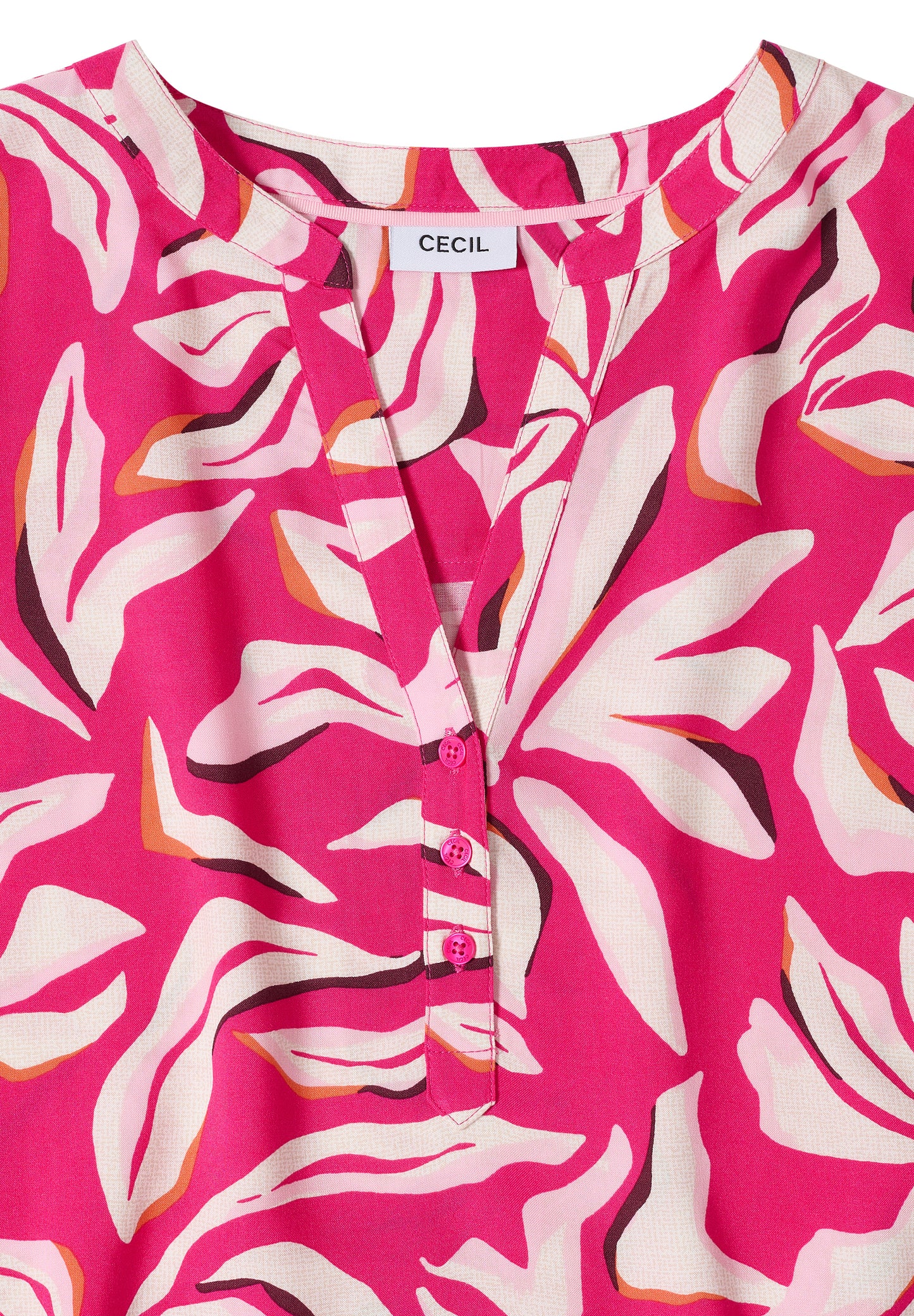 CECIL - Kurzarm Bluse mit floralem Muster - Farbe: beetroot pink