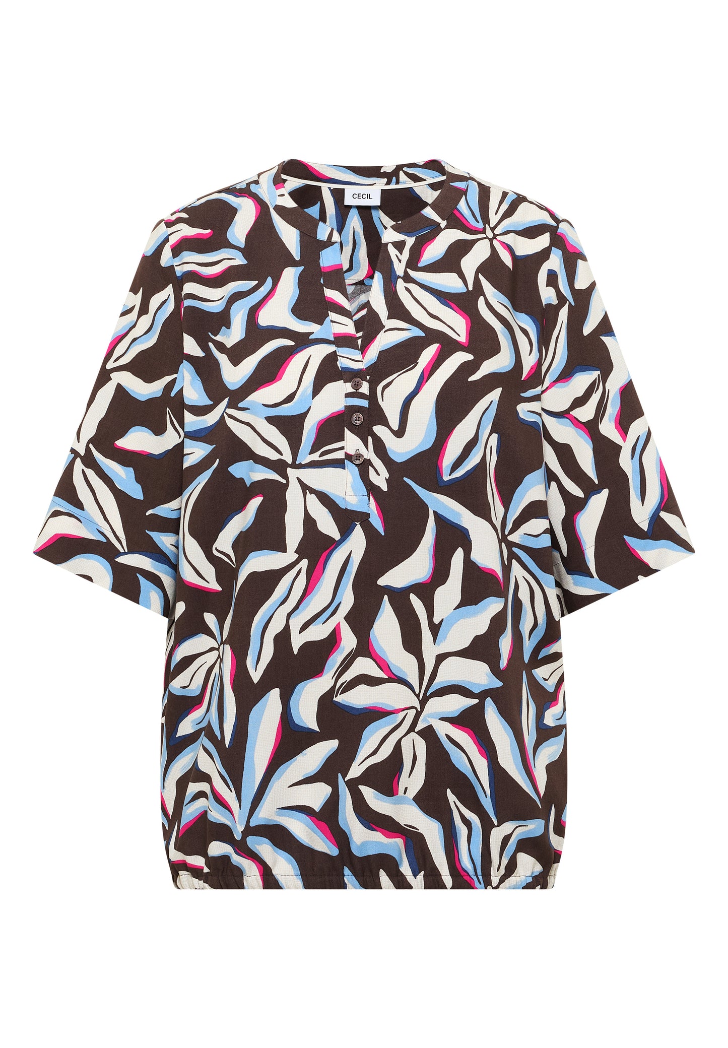 CECIL - Kurzarm Bluse mit floralem Muster - Farbe: macchiato brown
