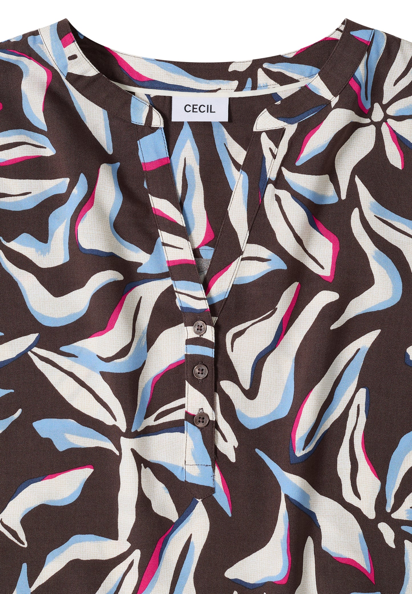 CECIL - Kurzarm Bluse mit floralem Muster - Farbe: macchiato brown