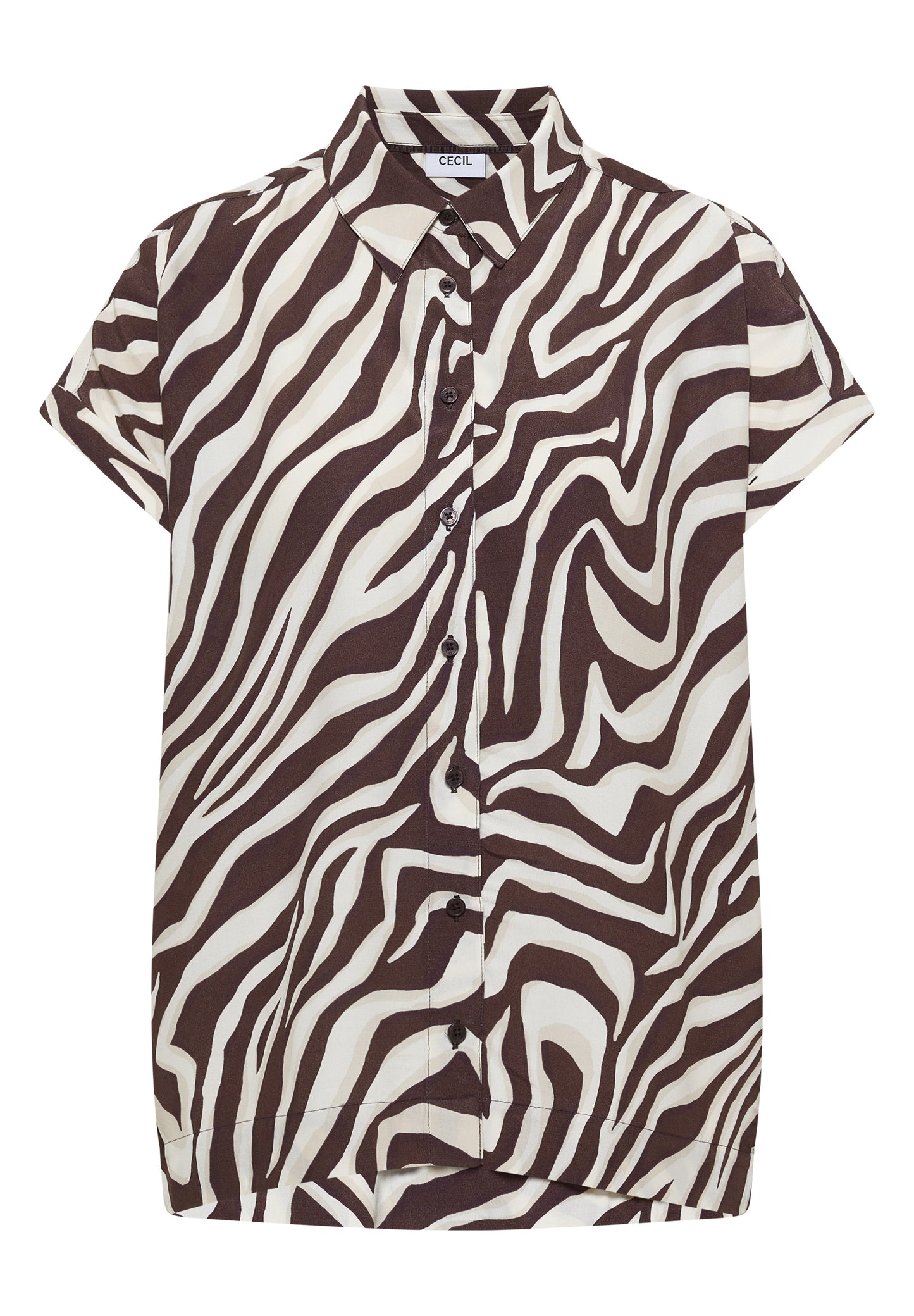 CECIL - Kurzarm Hemdbluse mit Zebra-Print - Farbe: brown cacao