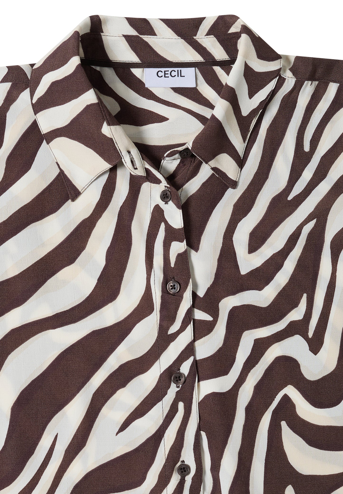 CECIL - Kurzarm Hemdbluse mit Zebra-Print - Farbe: brown cacao