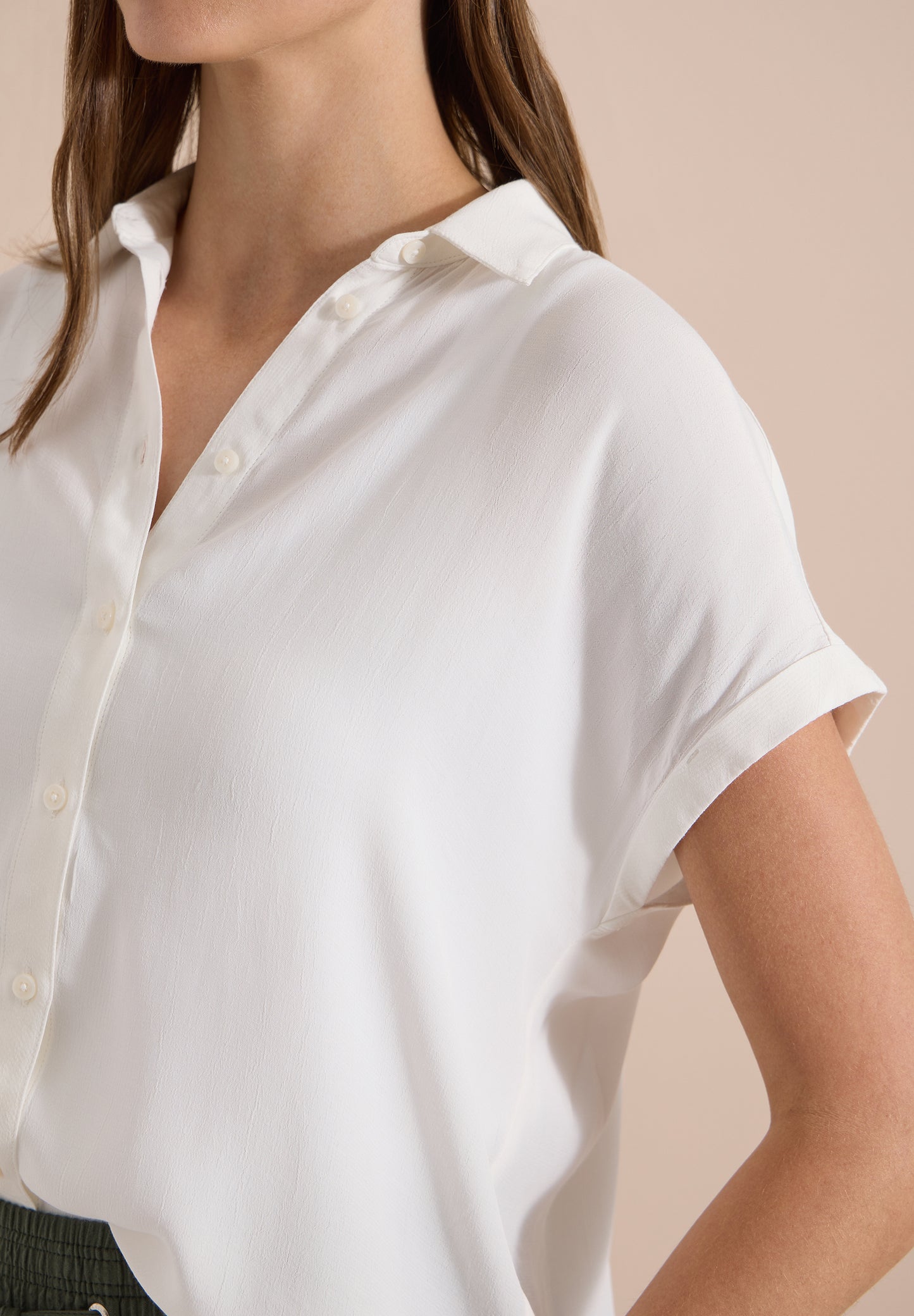 CECIL - Kurzarm Hemdbluse in Unifarbe - Farbe: vanilla white