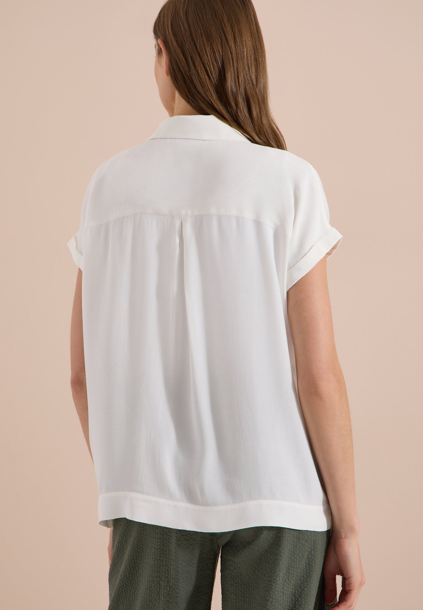 CECIL - Kurzarm Hemdbluse in Unifarbe - Farbe: vanilla white