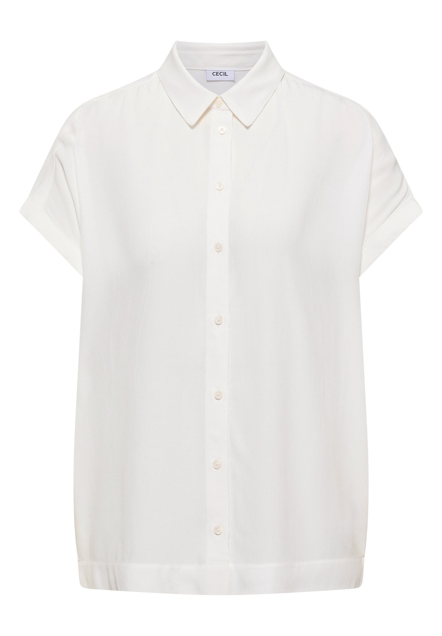 CECIL - Kurzarm Hemdbluse in Unifarbe - Farbe: vanilla white