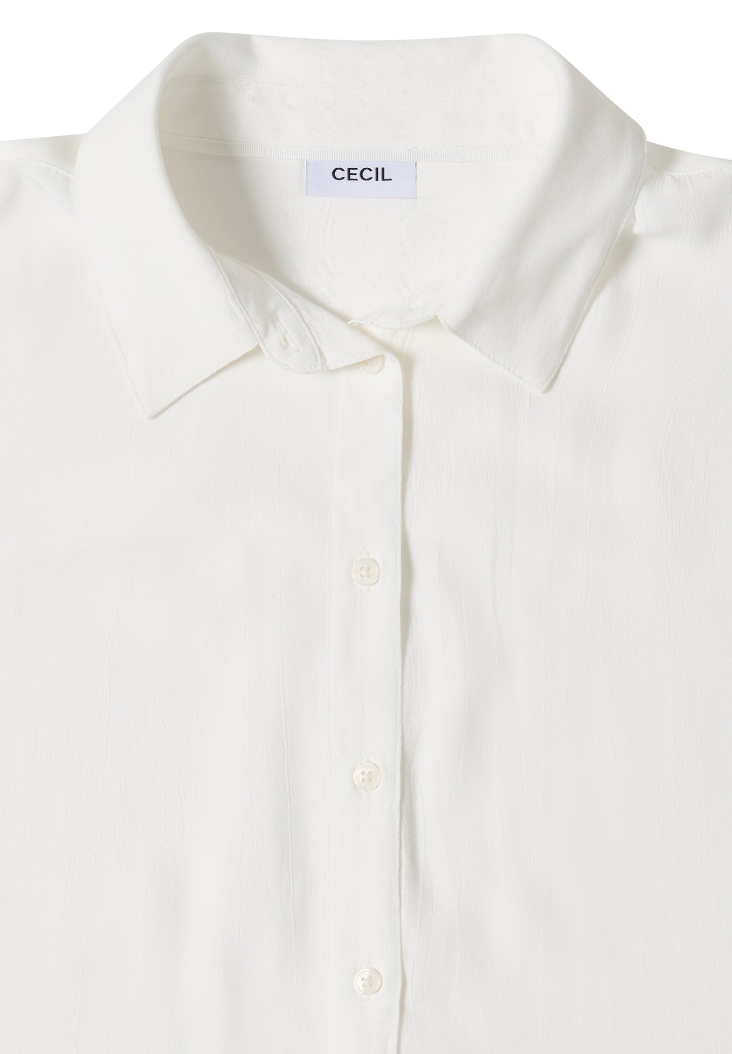 CECIL - Kurzarm Hemdbluse in Unifarbe - Farbe: vanilla white