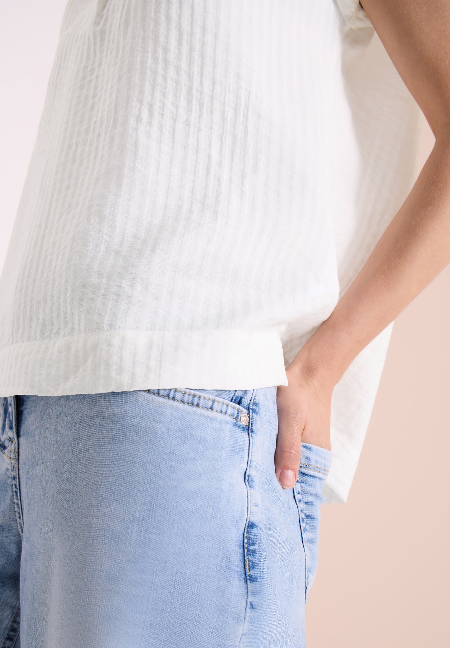 CECIL - Dropped Shoulder Bluse mit Struktur - Farbe: vanilla white