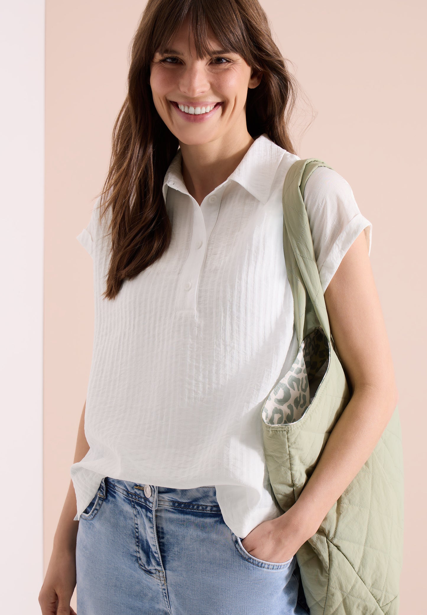CECIL - Dropped Shoulder Bluse mit Struktur - Farbe: vanilla white