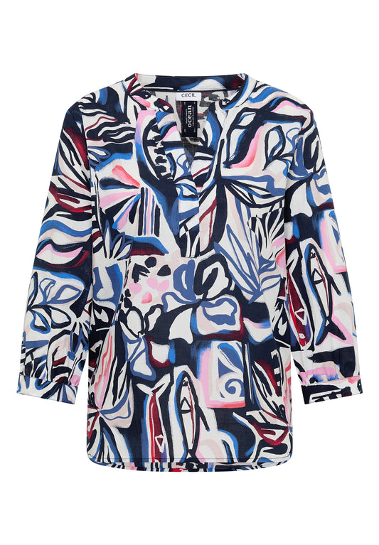 CECIL - 3/4-Arm Bluse mit Multicolor Print - Farbe: universal blue