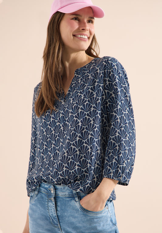CECIL - Gemusterte 3/4-Arm Bluse - Farbe: universal blue