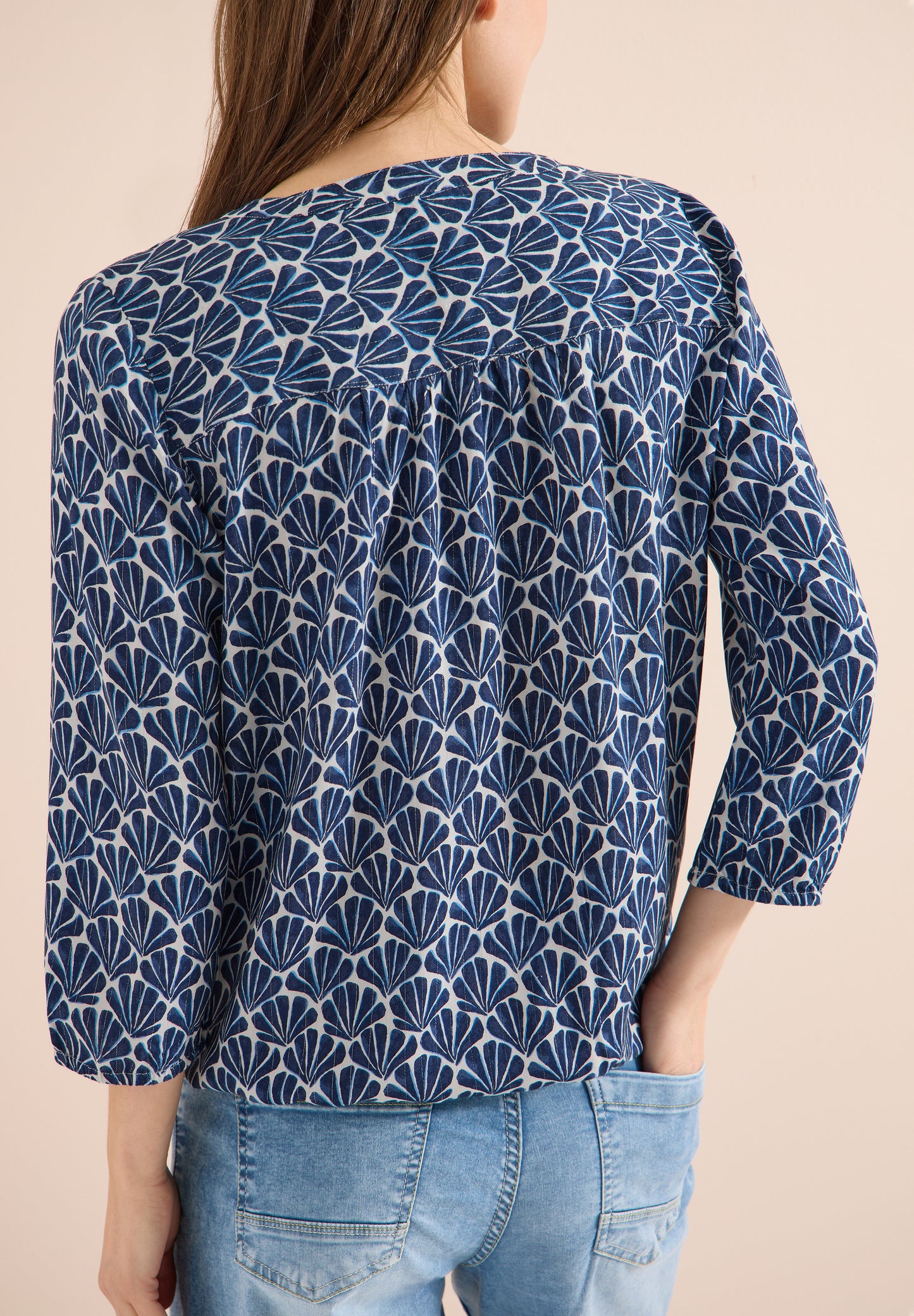 CECIL - Gemusterte 3/4-Arm Bluse - Farbe: universal blue