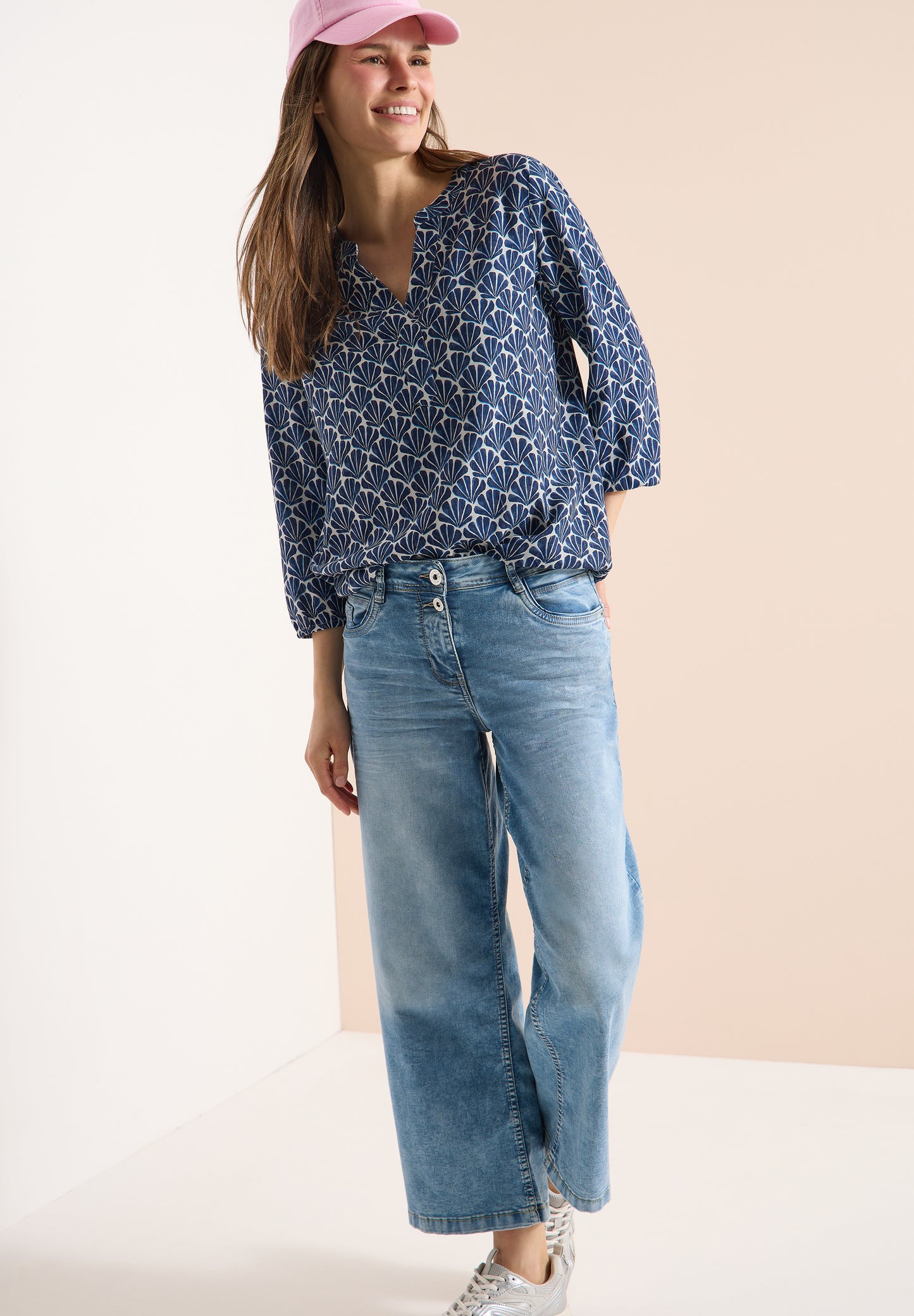 CECIL - Gemusterte 3/4-Arm Bluse - Farbe: universal blue