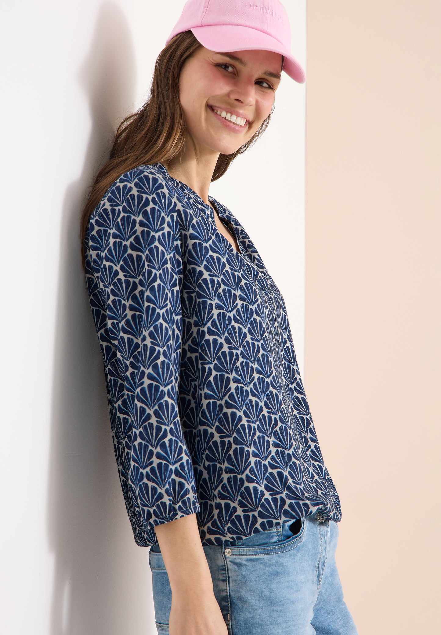 CECIL - Gemusterte 3/4-Arm Bluse - Farbe: universal blue