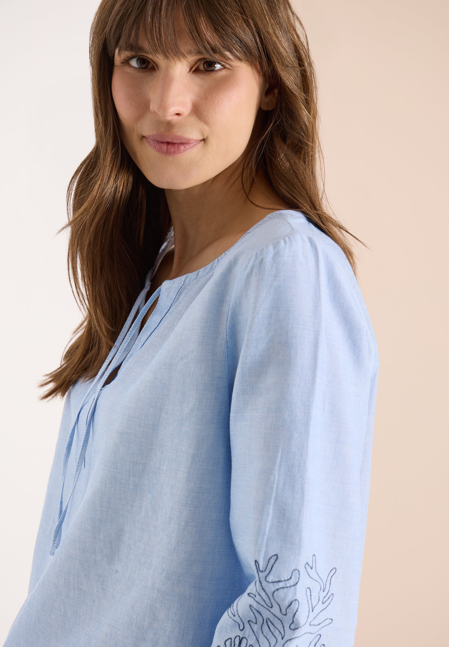 CECIL - 3/4-Arm Bluse mit Stickerei - Farbe: blouse blue
