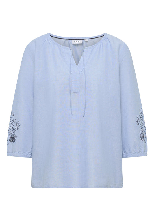 CECIL - 3/4-Arm Bluse mit Stickerei - Farbe: blouse blue