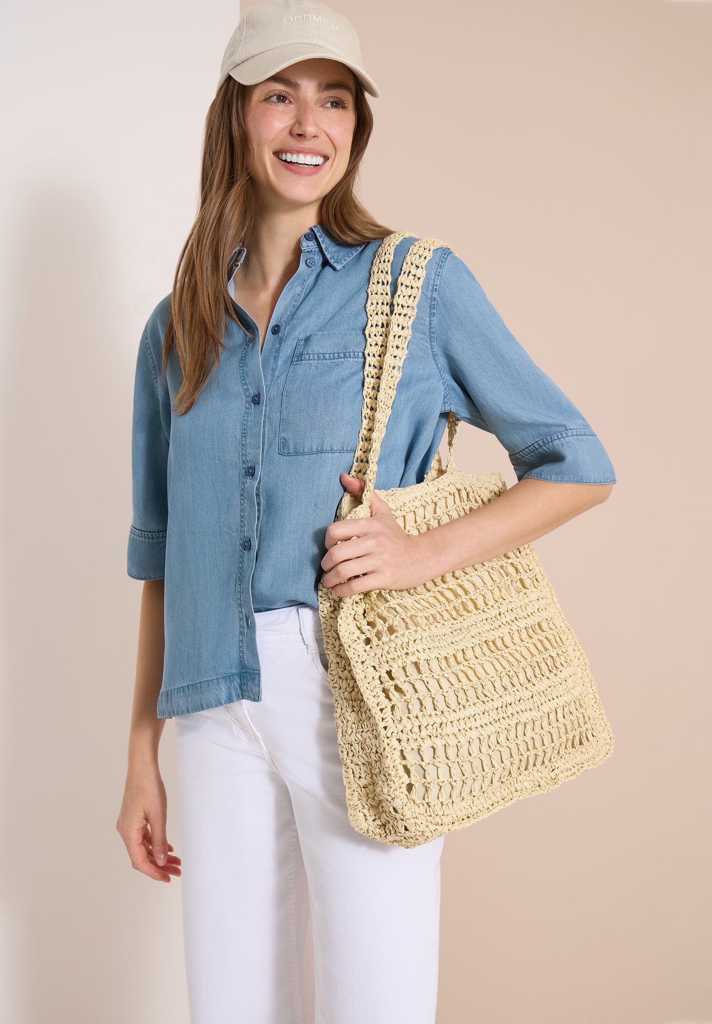 CECIL - Kurzarm Hemdbluse im Denim-Look - Farbe: light blue wash