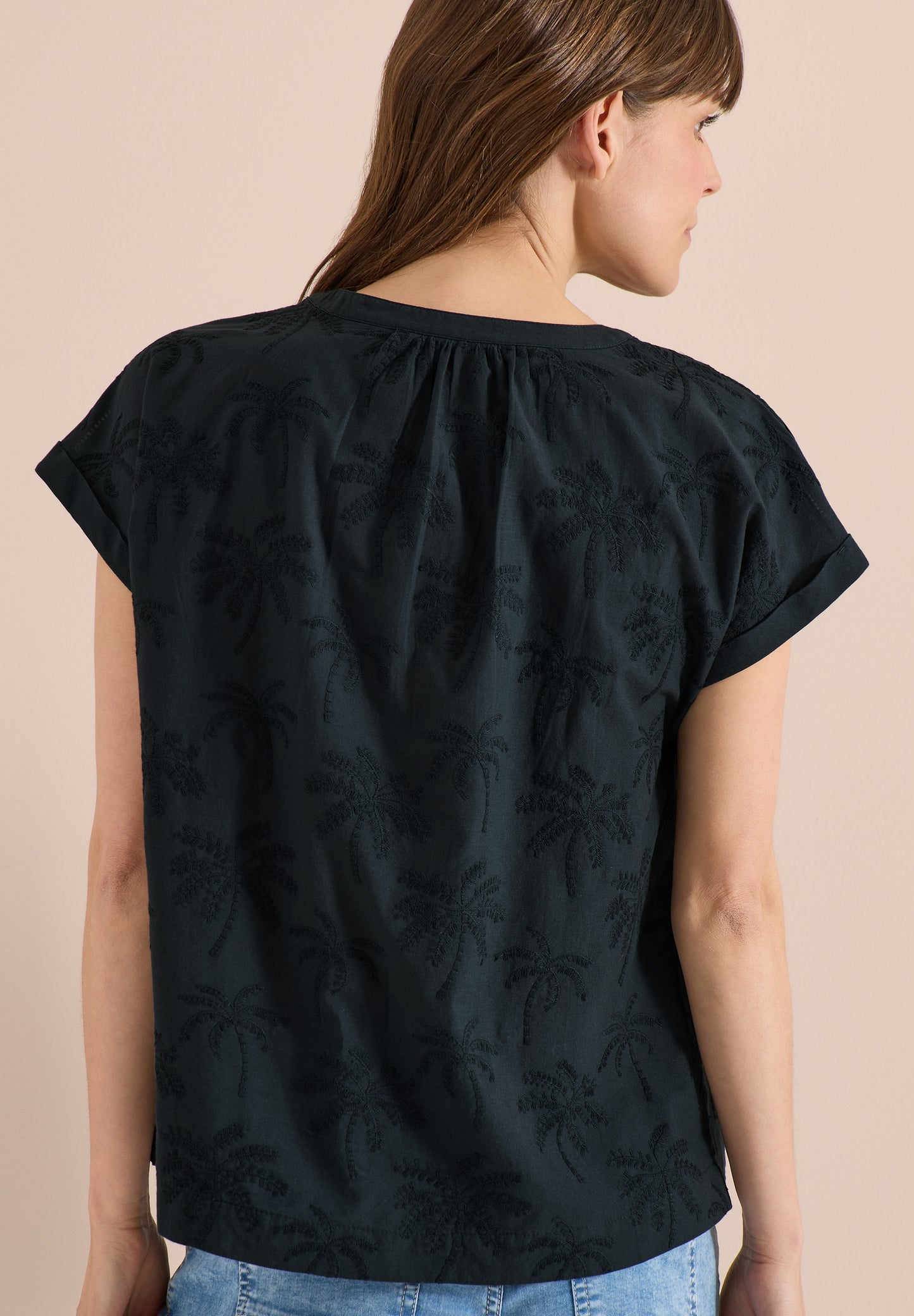 CECIL - Dropped Shoulder Bluse mit Embroidery - Farbe: palm breeze green