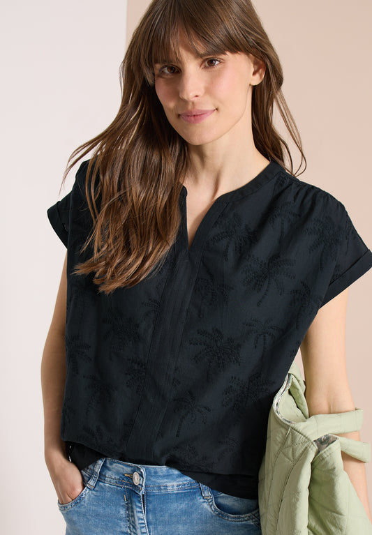 CECIL - Dropped Shoulder Bluse mit Embroidery - Farbe: palm breeze green