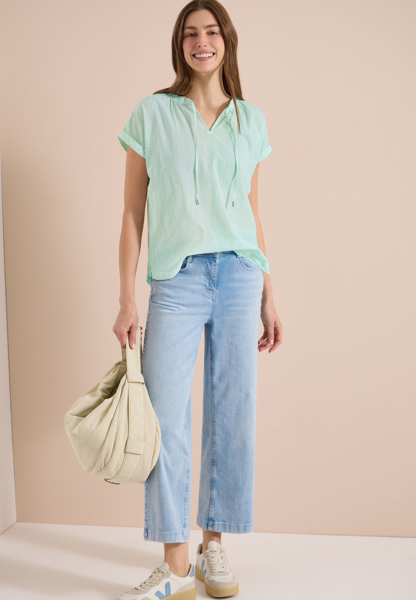 CECIL - Dropped Shoulder Bluse mit Struktur - Farbe: juicy lime