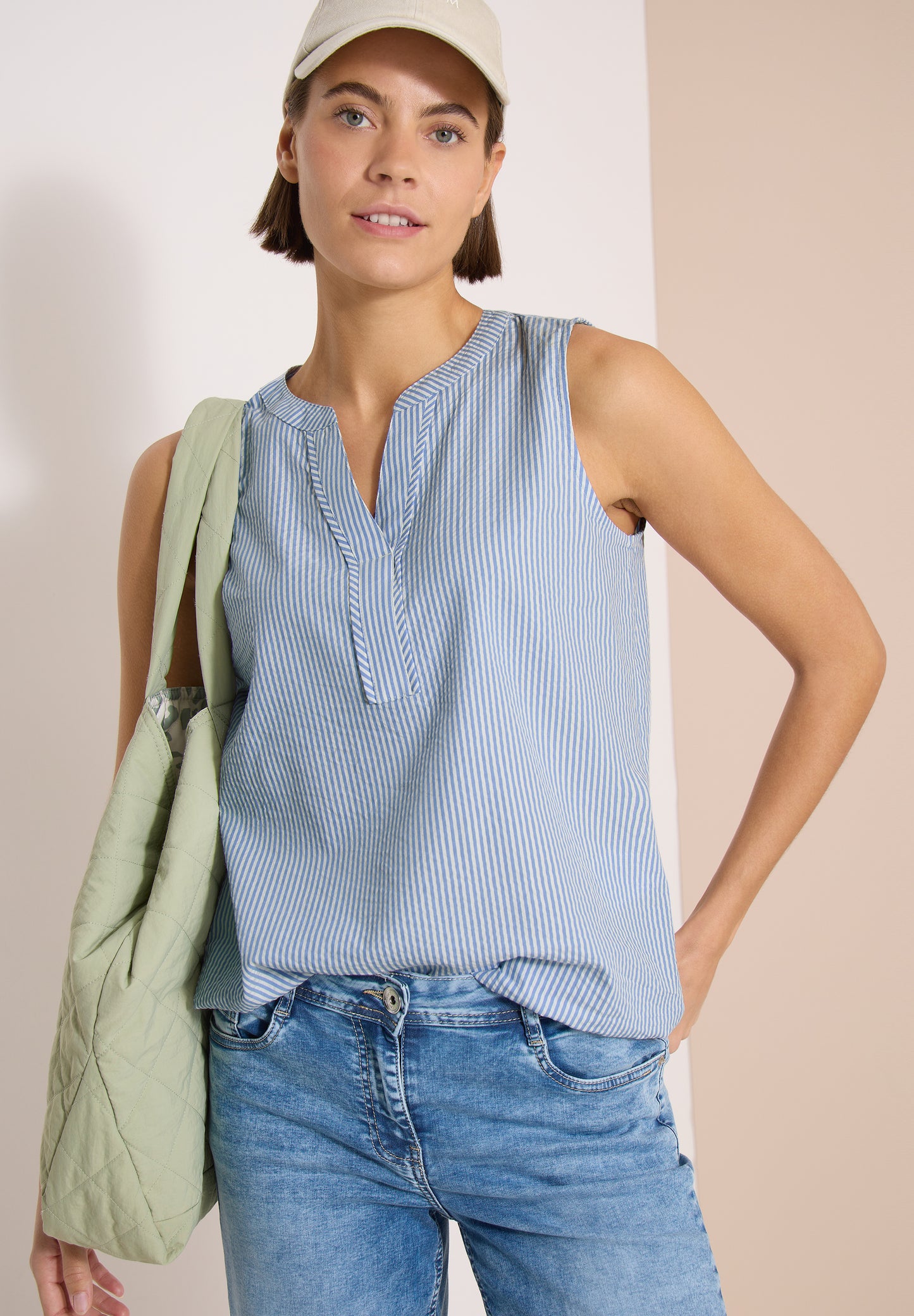 CECIL - Blusentop in Seersucker-Qualität - Farbe: blouse blue
