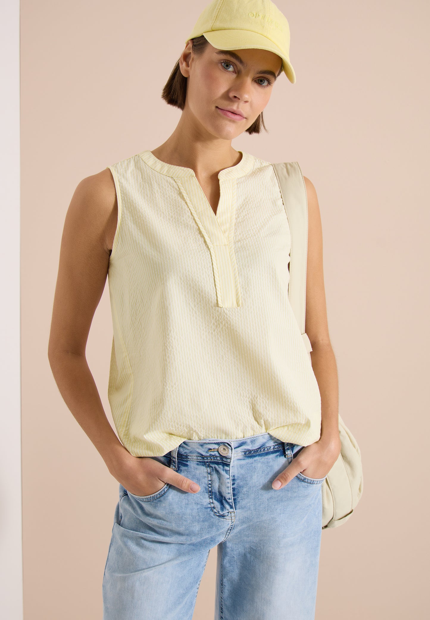 CECIL - Blusentop in Seersucker-Qualität - Farbe: light buttermilk yellow