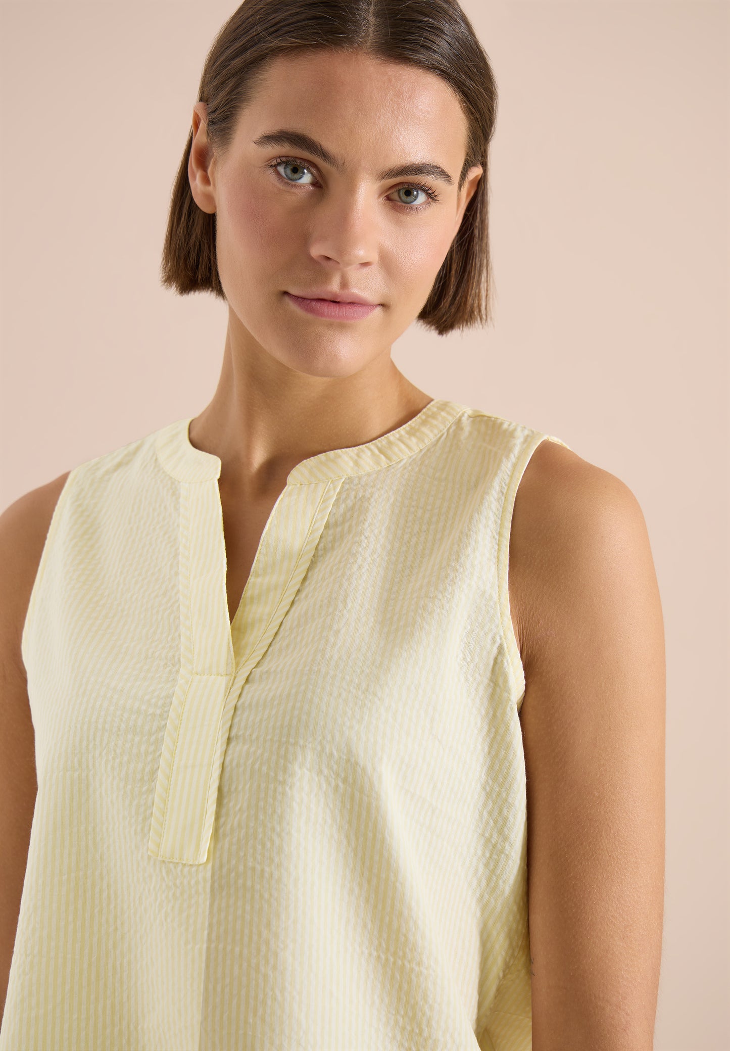 CECIL - Blusentop in Seersucker-Qualität - Farbe: light buttermilk yellow