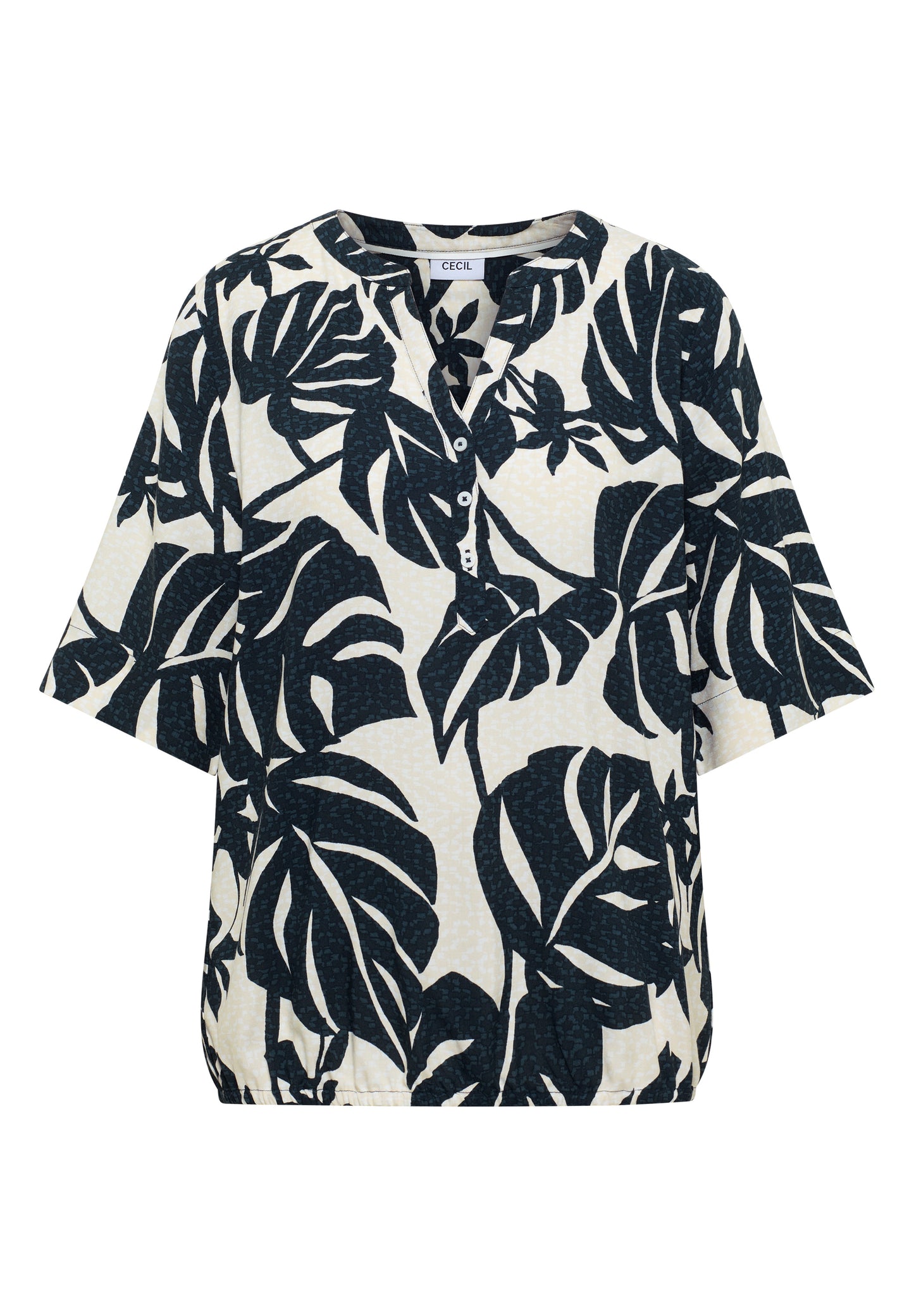 CECIL - Kurzarm Bluse mit Split Neck - Farbe: palm breeze green