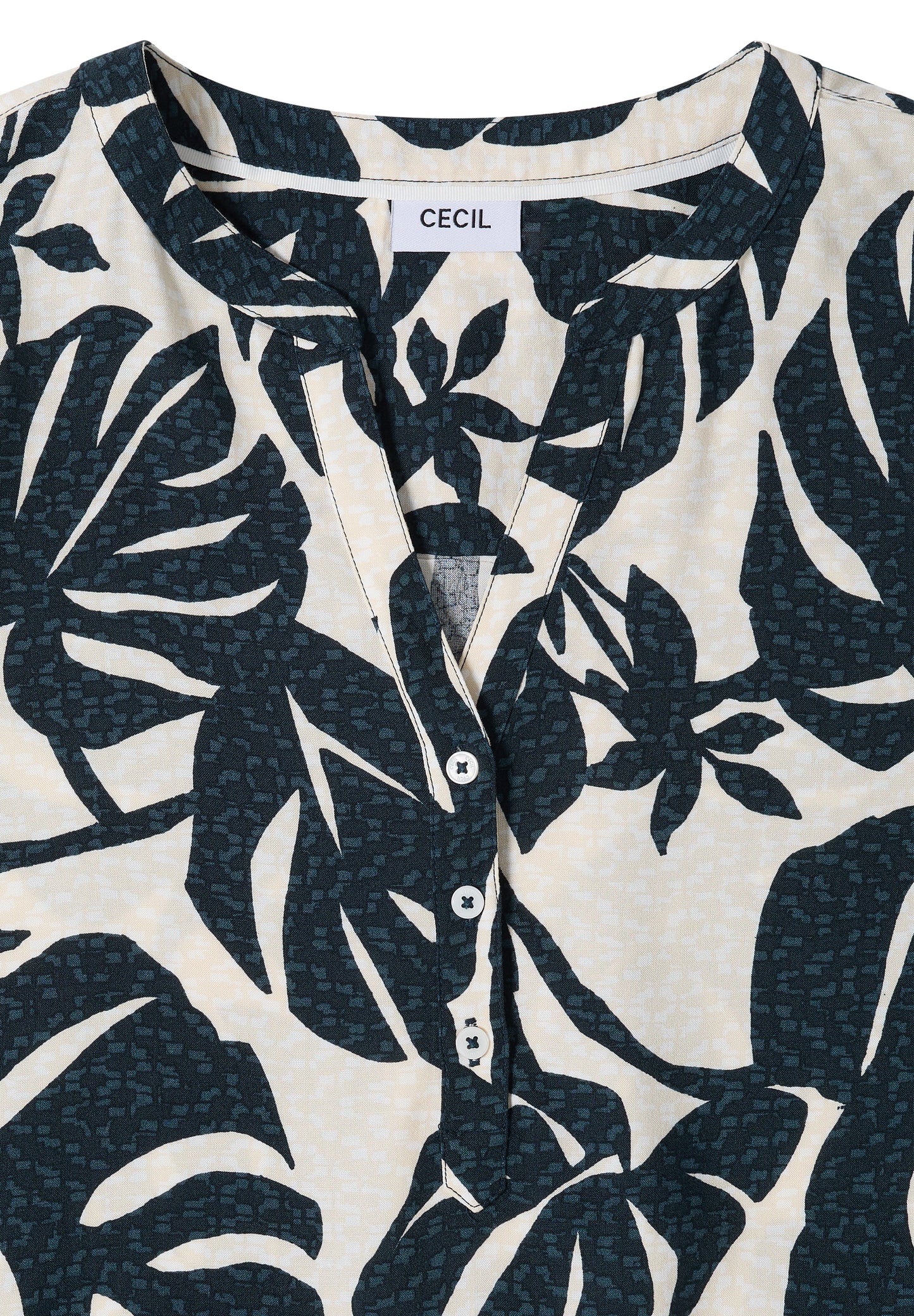 CECIL - Kurzarm Bluse mit Split Neck - Farbe: palm breeze green
