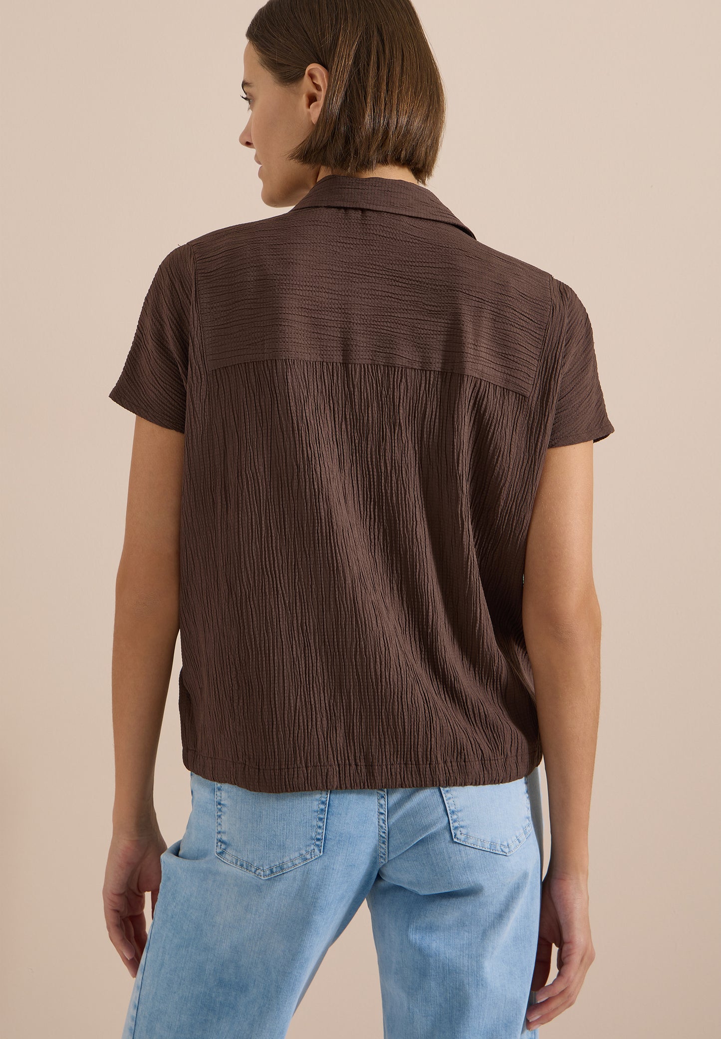 CECIL - Dropped Shoulder Hemdbluse in Unifarbe - Farbe: brown cacao
