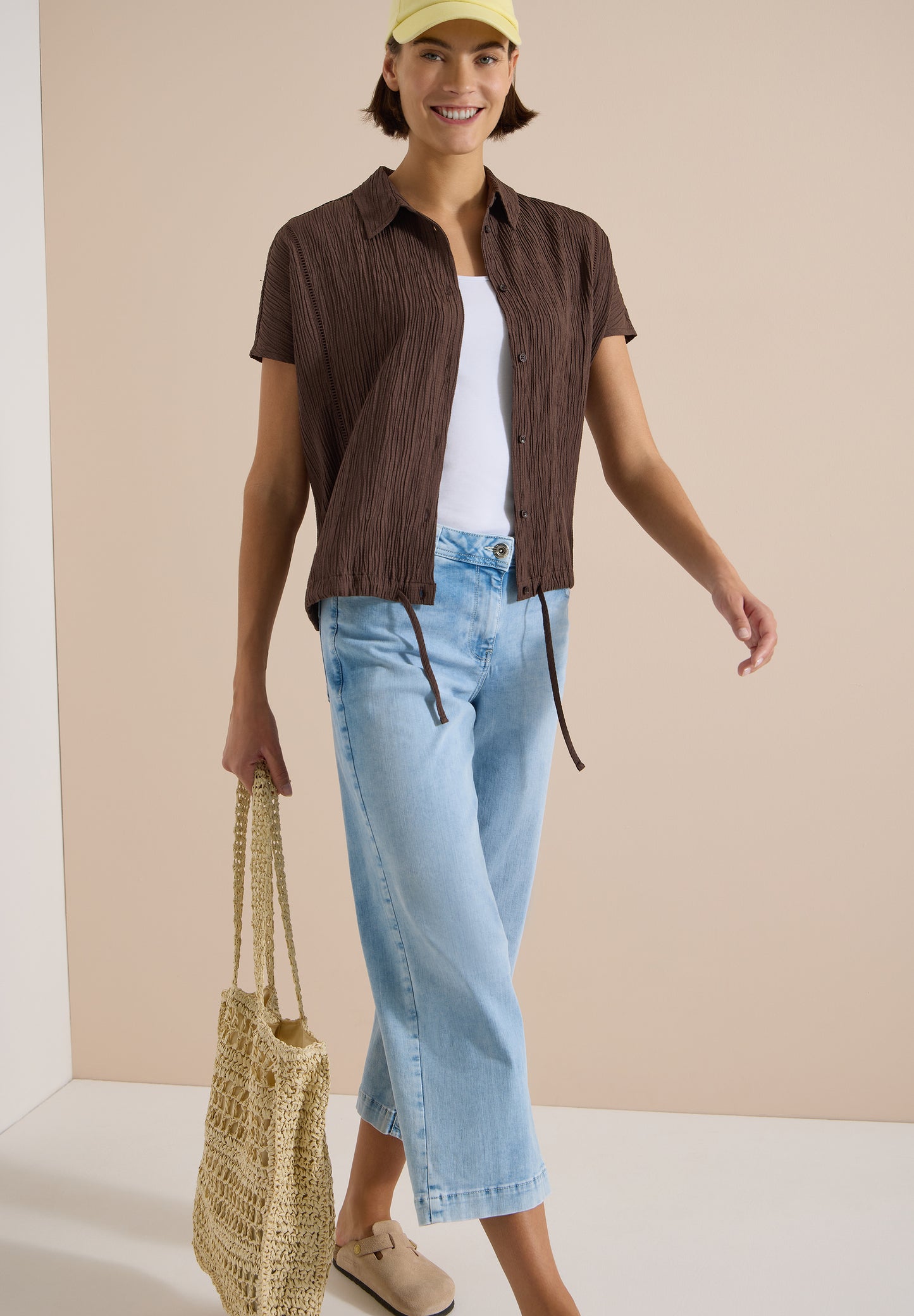 CECIL - Dropped Shoulder Hemdbluse in Unifarbe - Farbe: brown cacao