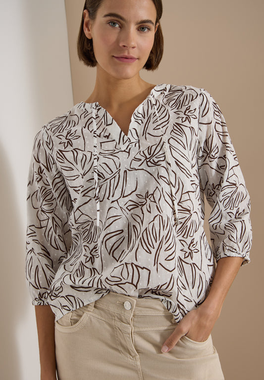 CECIL - 3/4-Arm Tunika mit BlÃ¤tterprint - Farbe: light alabaster white