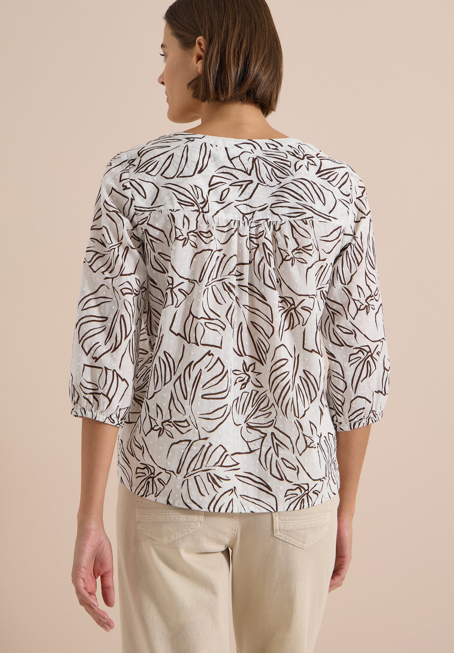 CECIL - 3/4-Arm Tunika mit BlÃ¤tterprint - Farbe: light alabaster white