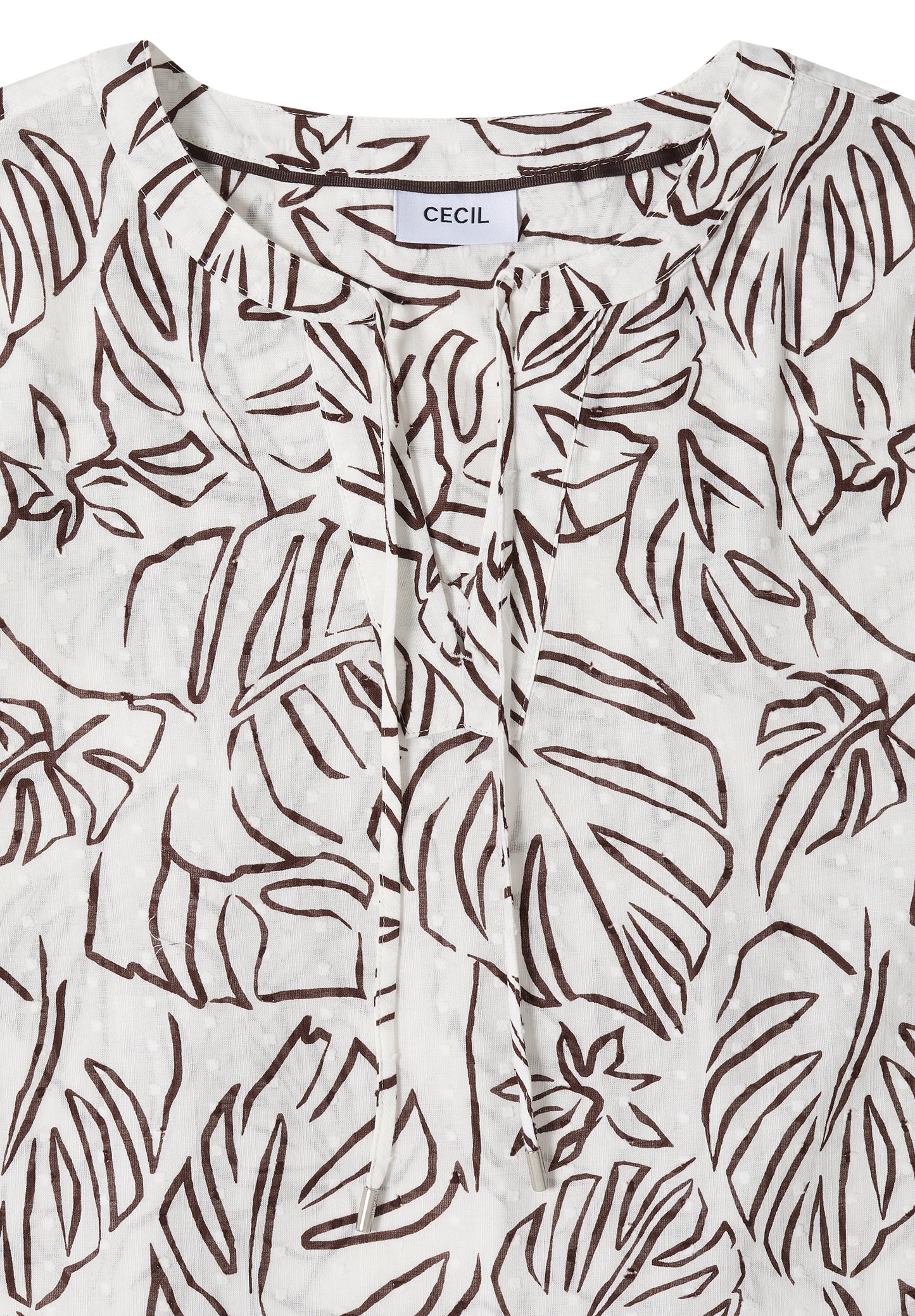 CECIL - 3/4-Arm Tunika mit BlÃ¤tterprint - Farbe: light alabaster white