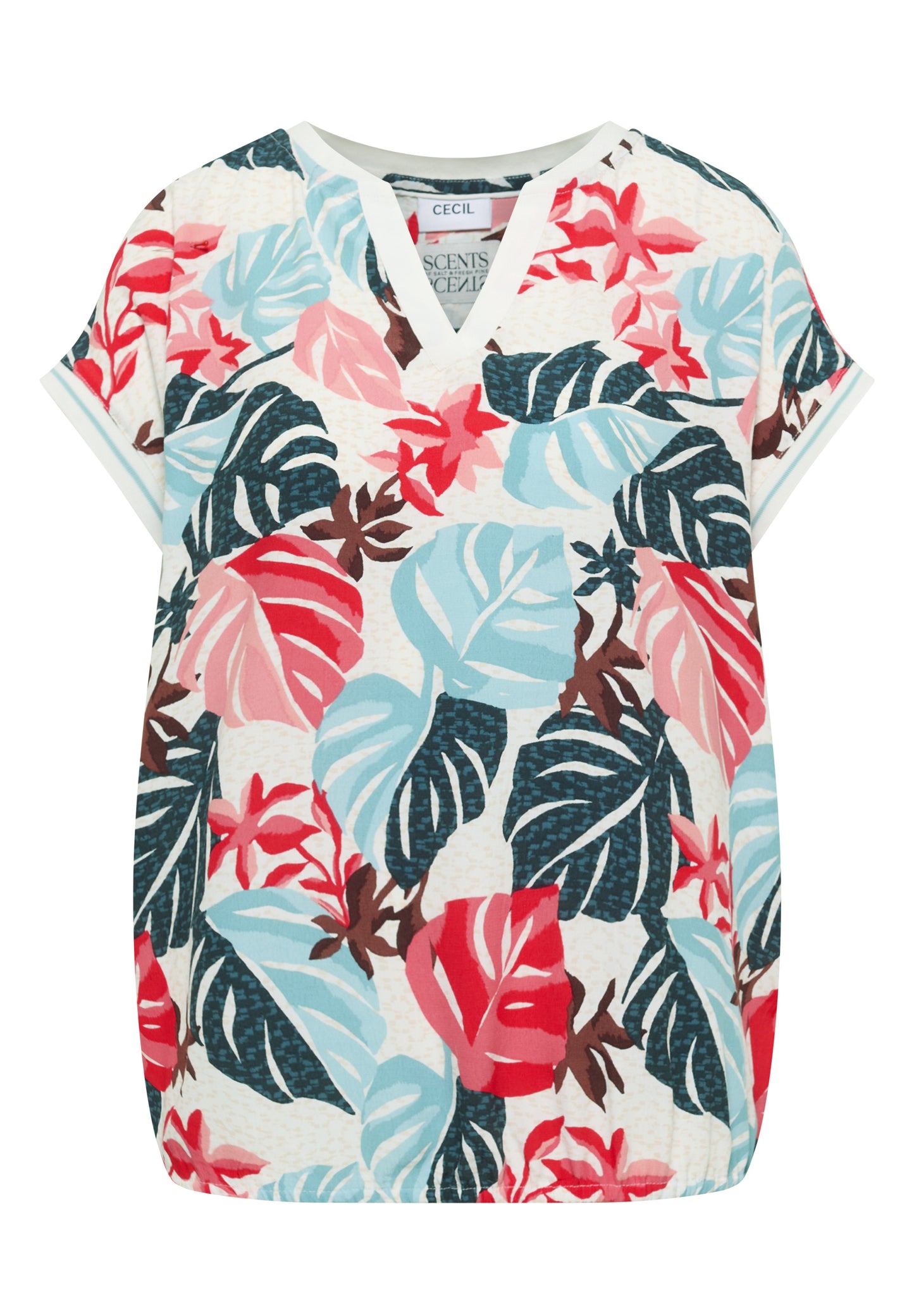 CECIL - Bluse mit Split Neck und Printmix - Farbe: light alabaster white