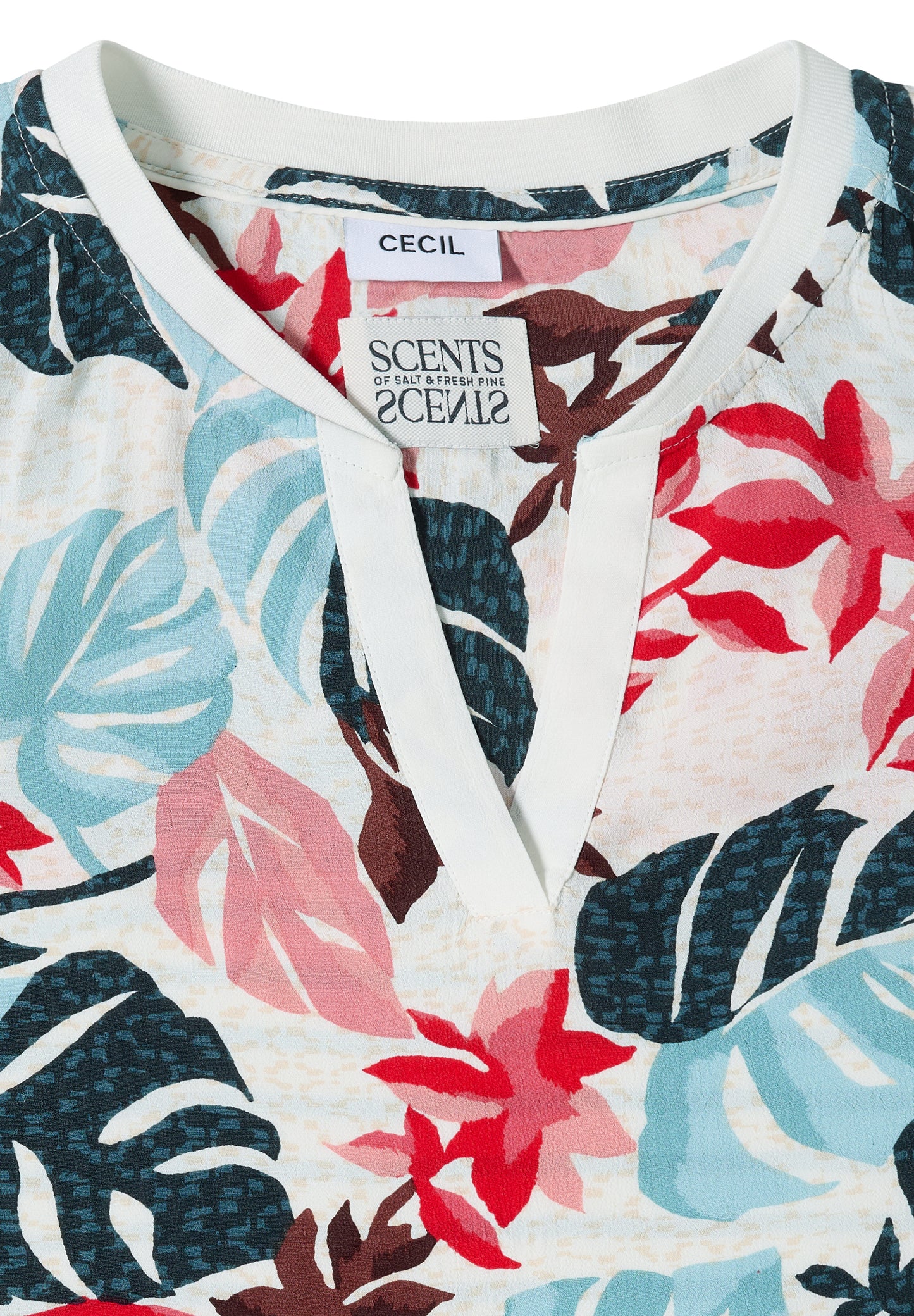 CECIL - Bluse mit Split Neck und Printmix - Farbe: light alabaster white