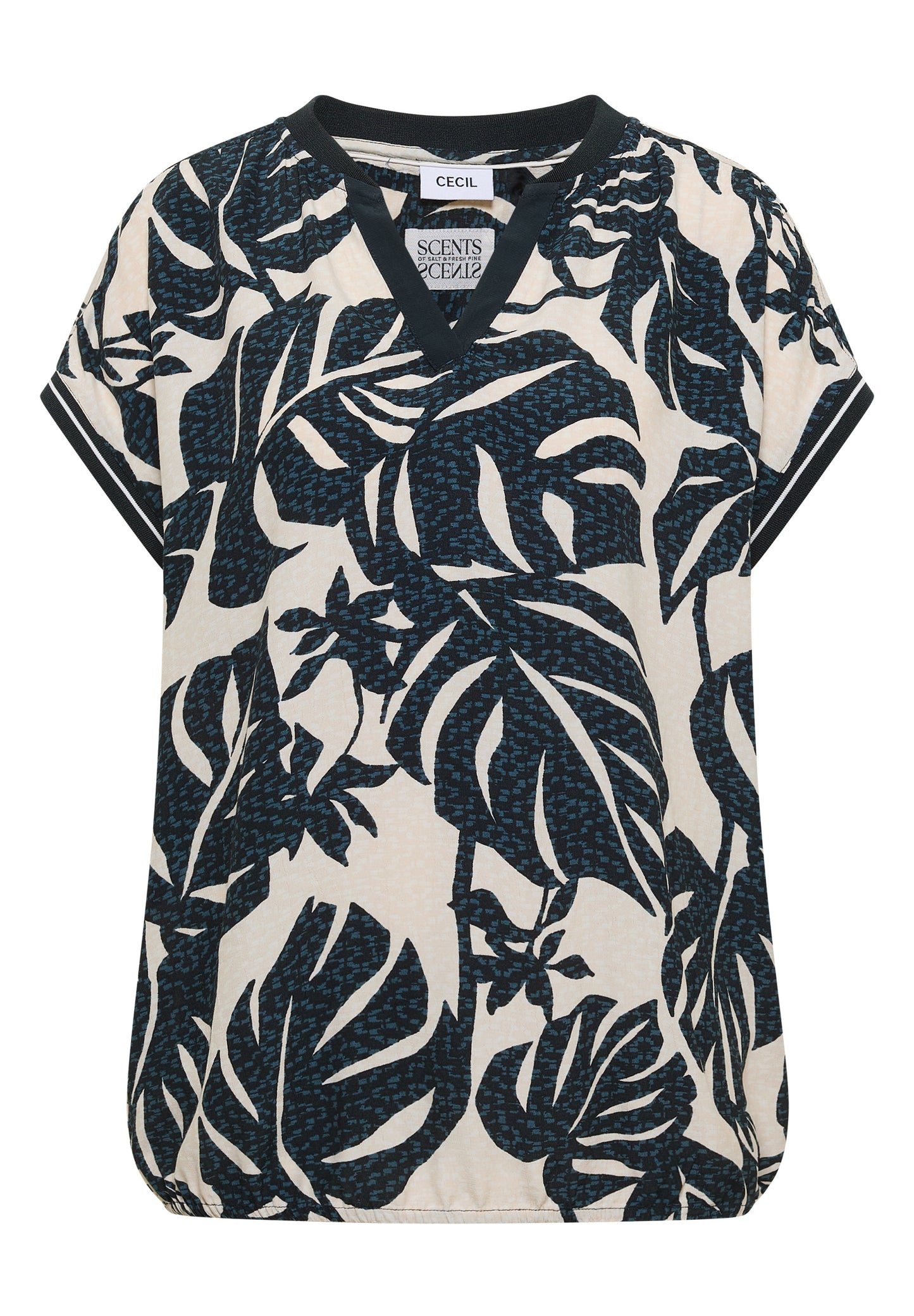 CECIL - Bluse mit Split Neck und Printmix - Farbe: palm breeze green