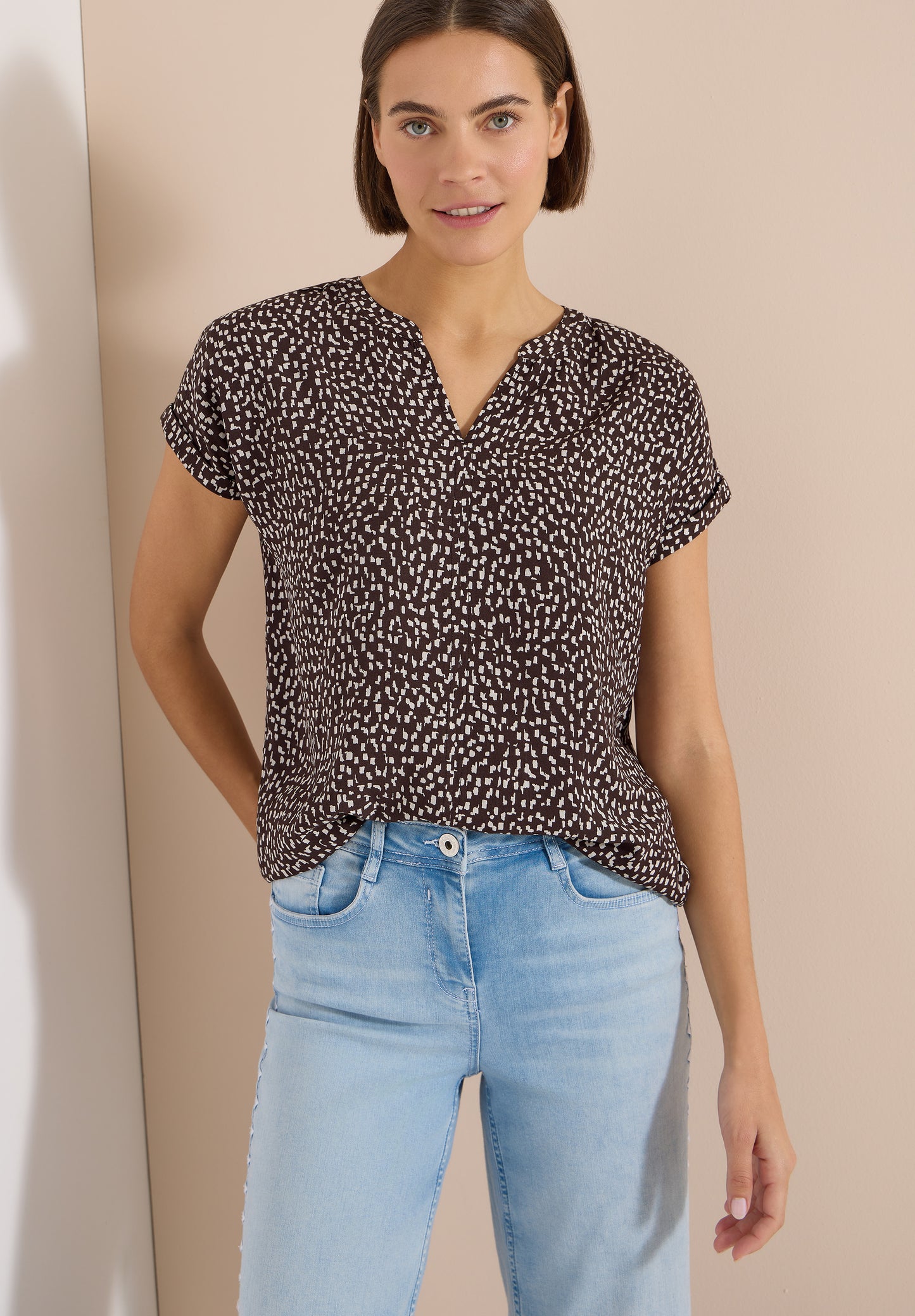 CECIL - Dropped Shoulder Bluse mit Print - Farbe: brown cacao