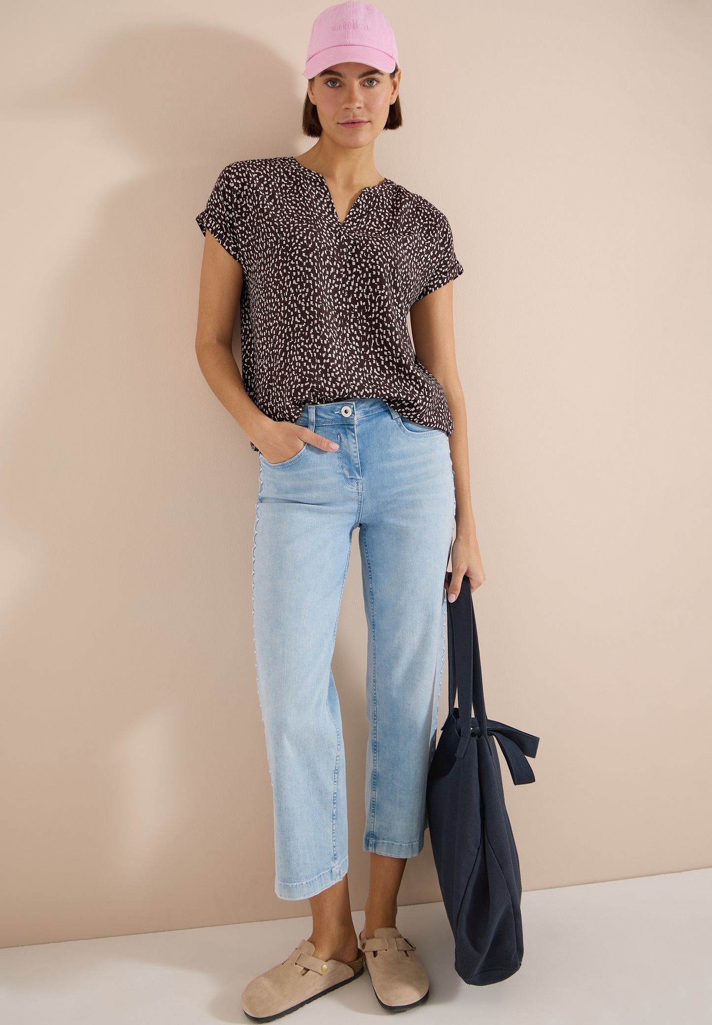CECIL - Dropped Shoulder Bluse mit Print - Farbe: brown cacao