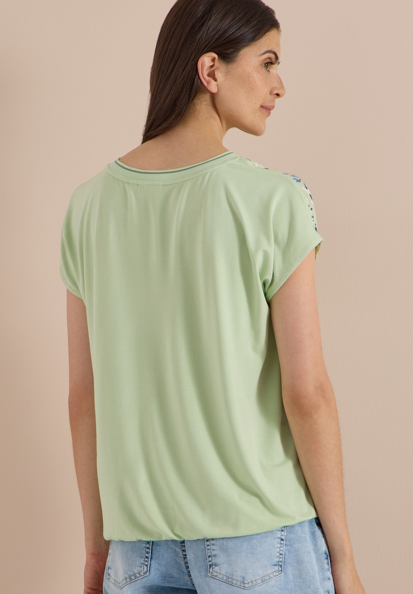 CECIL - Kurzarm Blusenshirt mit Strukturmix - Farbe: raw matcha lime
