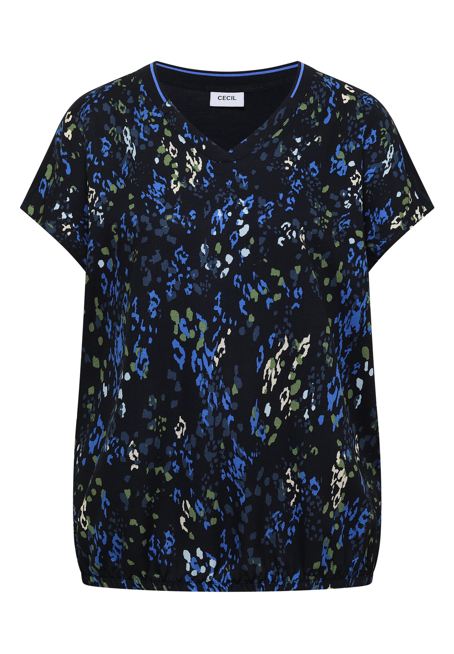 CECIL - Kurzarm Blusenshirt mit Strukturmix - Farbe: urban dark blue