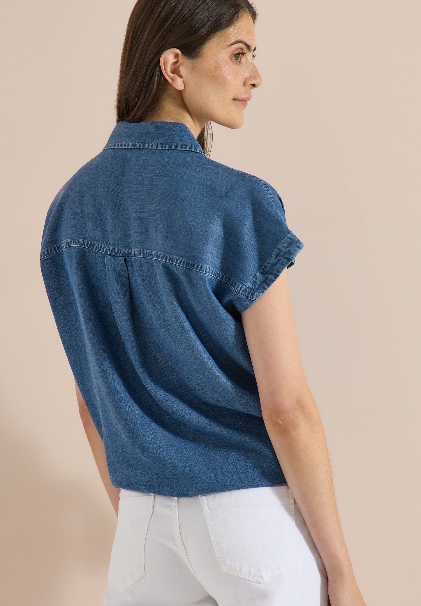 CECIL - Dropped Shoulder Hemdbluse im Denim-Look - Farbe: mid blue wash
