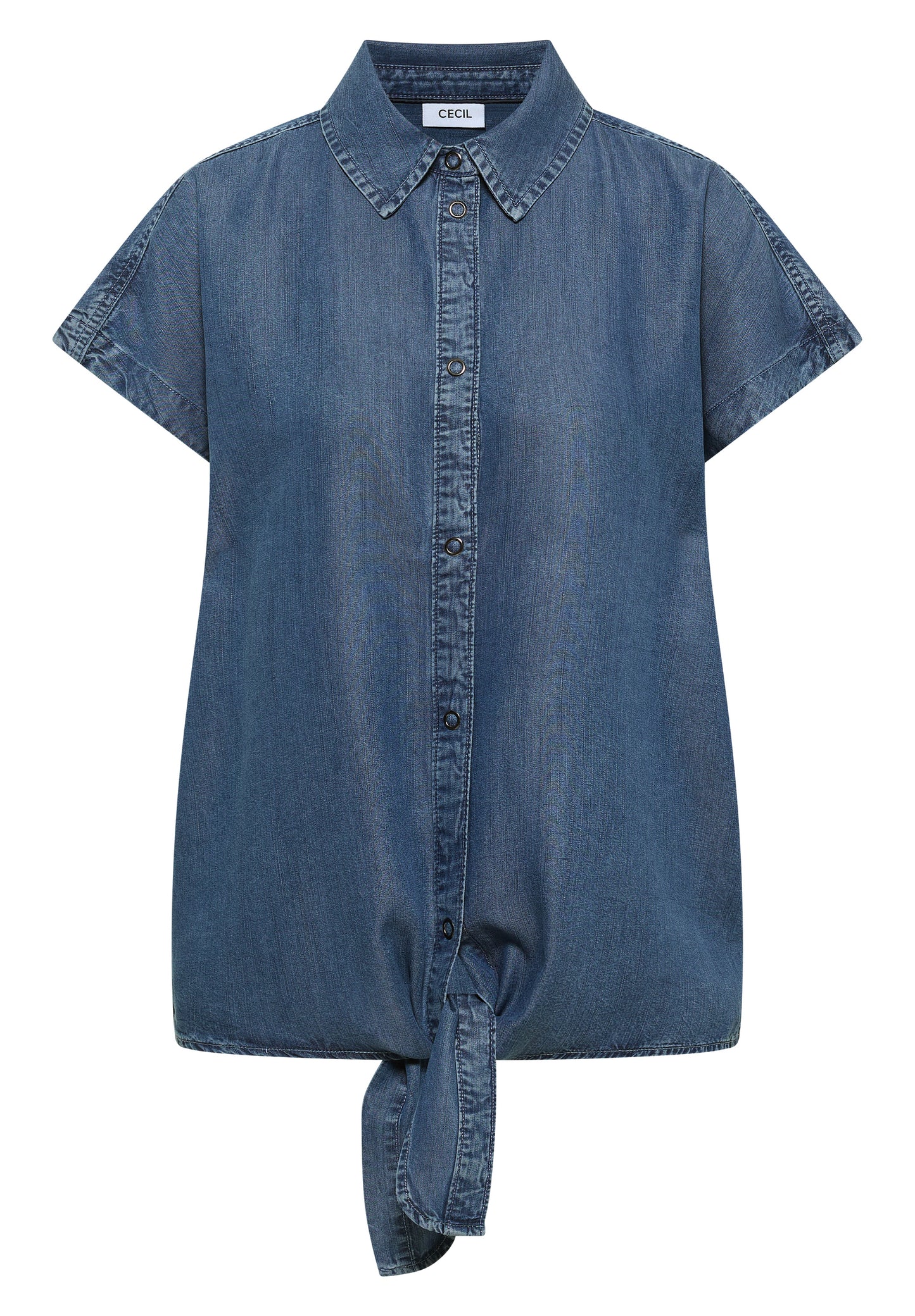 CECIL - Dropped Shoulder Hemdbluse im Denim-Look - Farbe: mid blue wash