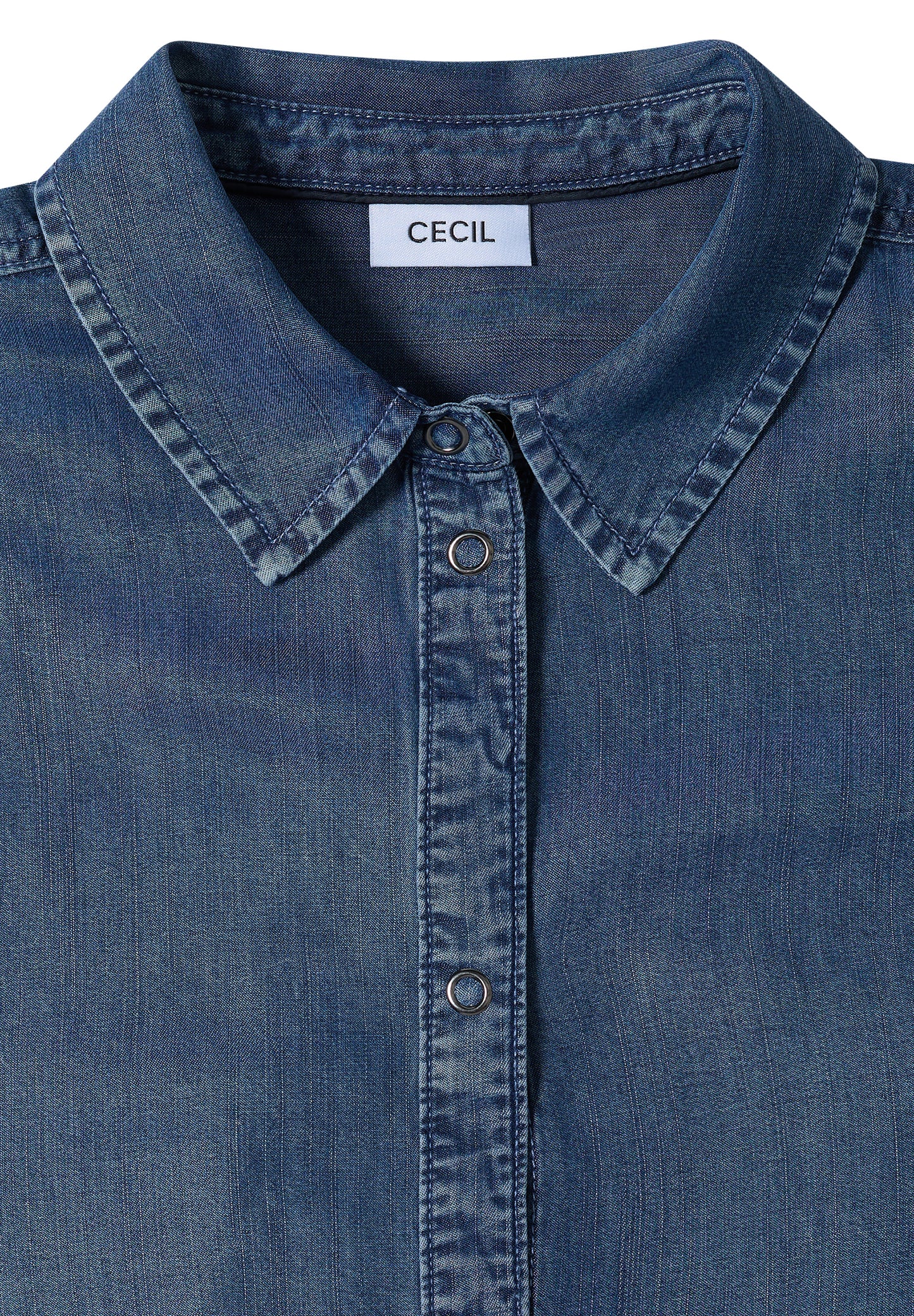 CECIL - Dropped Shoulder Hemdbluse im Denim-Look - Farbe: mid blue wash